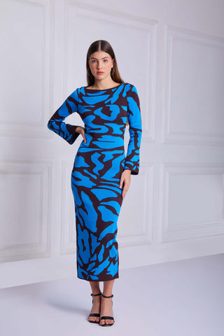 LUCY Bell Sleeve Jacquard Maxi Dress - VOUVELLA