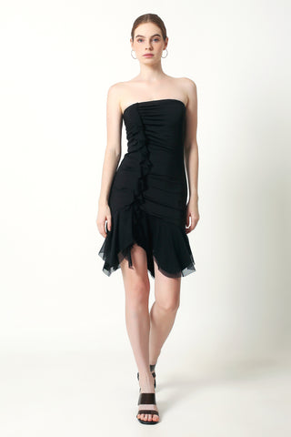 ROSALIND Off Neck Tube Top Mini Dress In Black - VOUVELLA